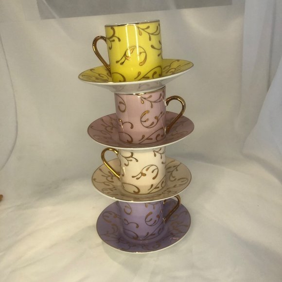 Classic Coffee & Tea China in Pastels and Gold Trim - Picture 8 of 8